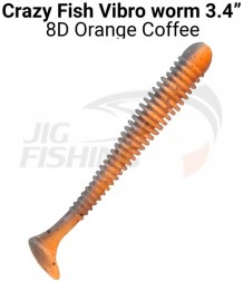 Мягкие приманки Crazy Fish Vibro Worm Floating 3.4&quot; #8d Orange Koffee