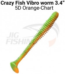 Мягкие приманки Crazy Fish Vibro Worm Floating 3.4&quot; #5d Orange Chart