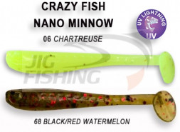 Мягкие приманки Crazy Fish Nano Minnow 1.1&quot;  #06 Chartreuse #68 Black/Red Watermelon