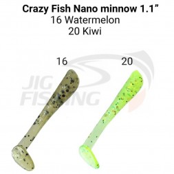 Мягкие приманки Crazy Fish Nano Minnow 1.1&quot;  #16 Watermelon #20 Kiwi