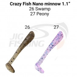 Мягкие приманки Crazy Fish Nano Minnow 1.1&quot;  #26 Swamp #27 Peony