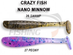 Мягкие приманки Crazy Fish Nano Minnow 1.1&quot;  #26 Swamp #27 Peony