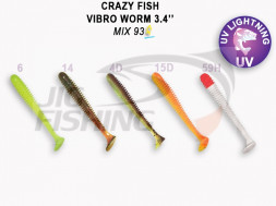 Мягкие приманки Crazy Fish Vibro Worm Floating 3.4&quot; Mix 93
