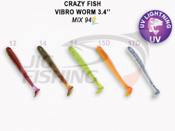 Мягкие приманки Crazy Fish Vibro Worm Floating 3.4&quot; Mix 94