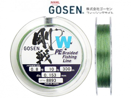 Шнур Gosen W4 PE Braid Green 300m #1.2 0.187mm 6.8kg