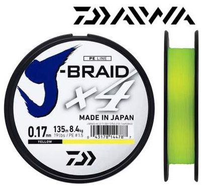 Daiwa J-Braid PE X4 135m Yellow