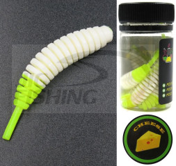 Мягкие приманки Trout Zone Ribber Pupa 1.8&quot; White/Chartreuse Cheese