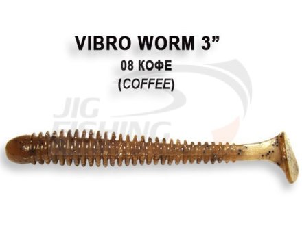 Мягкие приманки Crazy Fish Vibro Worm 3&quot; #08 Coffee