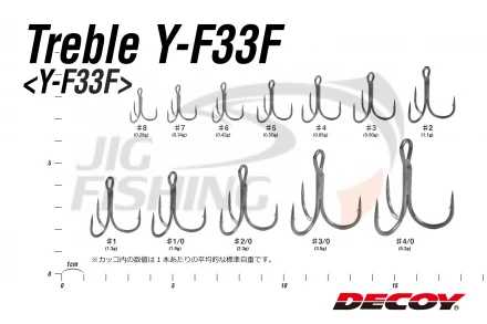 Тройной крючок Decoy Y-F33F Treble #3/0