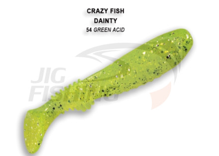 Мягкие приманки Crazy Fish Dainty 3.5&quot;  54 Green Acid