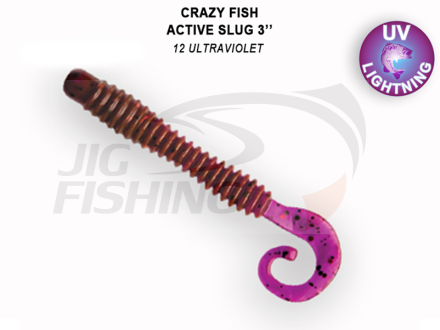 Мягкие приманки Crazy Fish Active Slug 3&quot; #12 Ultraviolet