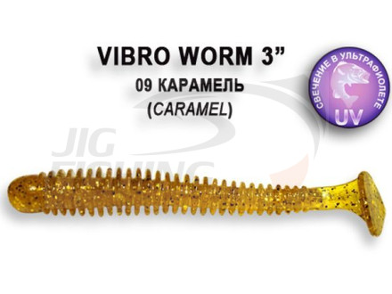 Мягкие приманки Crazy Fish Vibro Worm 3&quot; #09 Caramel