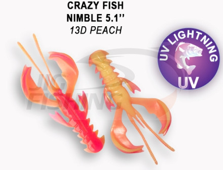 Мягкие приманки Crazy Fish  Nimble 5&quot; #13D Peach