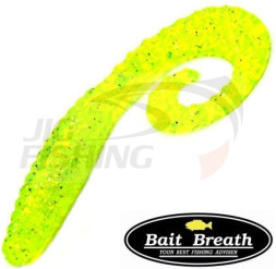 Мягкие приманки Bait Breath Curly Grub 3.5&quot; #Ur27 Chartreuse Silver