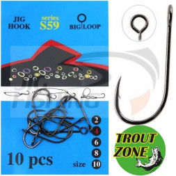 Одинарные крючки Trout Zone JIg Hook S59 #10