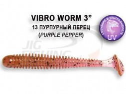 Мягкие приманки Crazy Fish Vibro Worm 3&quot; #13 Purple Pepper