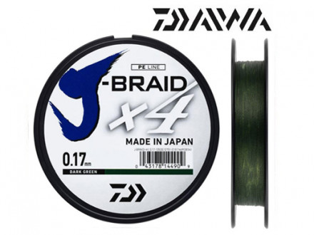 Шнур Daiwa J-Braid X4 135m Dark Green #0.6 0.10mm 3.8kg