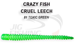 Мягкие приманки Crazy Fish Cruel Leech 2&quot; #81 Toxic Green