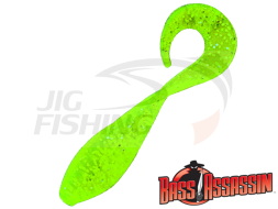 Мягкие приманки Bass Assassin Curly Shad 2&quot; #CSA35452 Chartreuse Silver Glitter