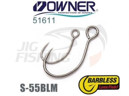 Одинарные крючки Owner/C&#039;ultiva Trout Salmons S-55BLM (Barbless) #8