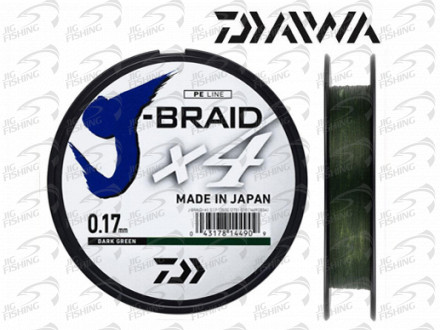Шнур Daiwa J-Braid X4 135m Dark Green #1.2 0.15mm 6.9kg