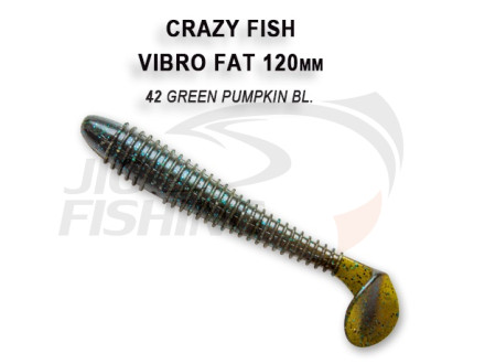 Мягкие приманки Crazy Fish Vibro Fat 5&quot; 42 Green Pumpkin BL