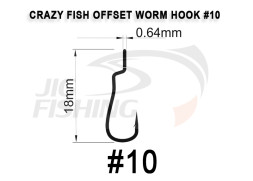 Крючки офсетные Crazy Fish Offset Joint Worm Hook #10