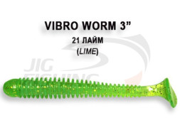 Мягкие приманки Crazy Fish Vibro Worm 3&quot; #21 Lime