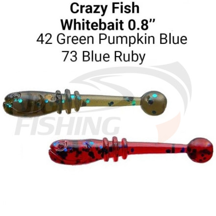 Мягкие приманки Crazy Fish WhiteBait 0.75&quot;  42 Green Pumpkin BL 73 Blue Ruby