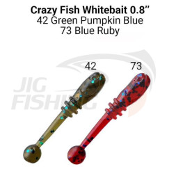 Мягкие приманки Crazy Fish WhiteBait 0.75&quot;  42 Green Pumpkin BL 73 Blue Ruby