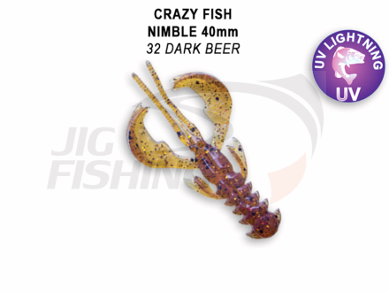 Мягкие приманки Crazy Fish  Nimble 1.6&quot; #32 Dark Beer