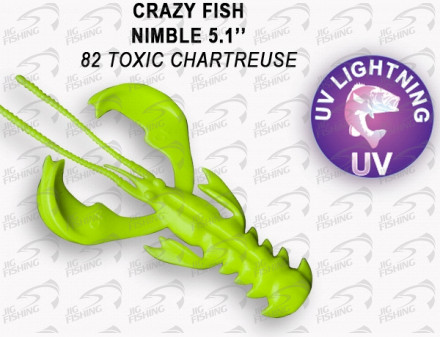 Мягкие приманки Crazy Fish  Nimble 5&quot; #82 Toxic Chartreuse
