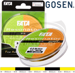 Шнур Gosen Fata Resonator PE Yellow/Bl 75m #0.09 0.051mm 2lb 0.9kg