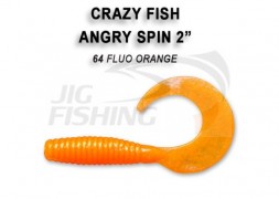 Мягкие приманки Crazy Fish Angry Spin 2&quot; 64 Fluo Orange