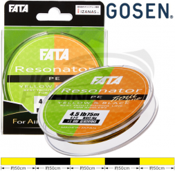 Шнур Gosen Fata Resonator PE Yellow/Bl 75m #0.15 0.064mm 3.5lb 1.6kg