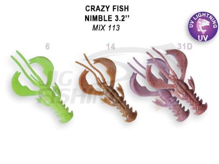 Мягкие приманки Crazy Fish Nimble Floating 3.2&quot; #Mix 113