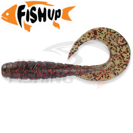 Мягкие приманки FishUp Mighty Grub 3.5&quot; #045 Green Pumpkin Red &amp; Black