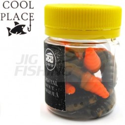 Мягкие приманки Cool Place личинка Maggot 1.6&quot; #Black Orange