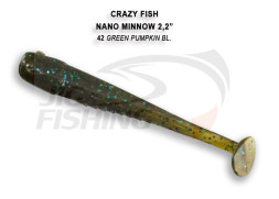 Мягкие приманки Crazy Fish Nano Minnow 2.2&quot; #42 Green Pumpkin Bl