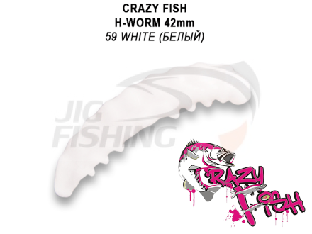 Мягкие приманки Crazy Fish MF H-Worm Floating 1.65&quot; #59 White (Squid+Shrimp)