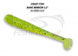 Мягкие приманки Crazy Fish Nano Minnow 2.2&quot; #54 Gren Acid
