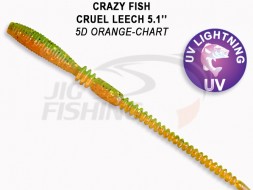 Мягкие приманки Crazy Fish  Cruel Leech 5.1&quot; #5D Orange Chartreuse