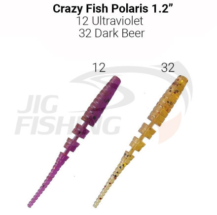 Мягкие приманки Crazy Fish Polaris 1.2&quot; 12 Ultraviolet 32 Dark Beer