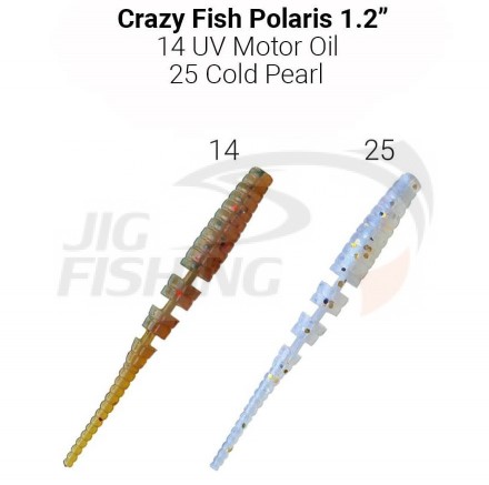 Мягкие приманки Crazy Fish Polaris 1.2&quot; 14 UV Motor Oil 25 Snow Perl