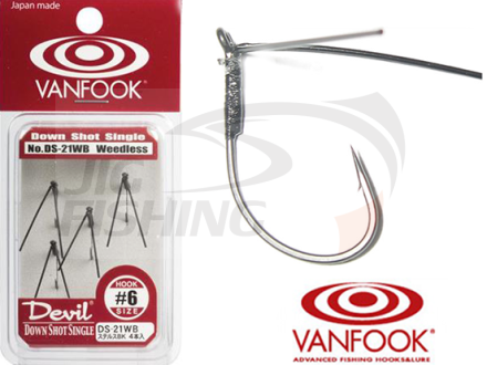 Крючки одинарные Vanfook Devil Down Shot Single Hook DS-21WB #2 (4шт/уп)