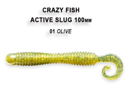 Мягкие приманки Crazy Fish Active Slug 4&quot;   01 Olive