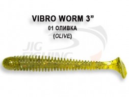 Мягкие приманки Crazy Fish Vibro Worm 3&quot; #01 Olive