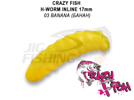 Мягкие приманки Crazy Fish MF H-Worm inline 0.7&quot; 60шт.(6*10) #03 Banana (Сheese)