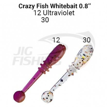 Мягкие приманки Crazy Fish WhiteBait 0.75&quot;  12 Ultraviolet 30 Sand