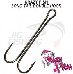 Двойной крючок Crazy Fish Long Tail Double Hook #1/0 (3шт/уп)